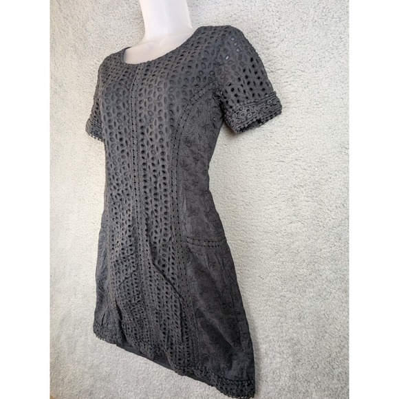 Sundance Eyelet Midi Dress Womens Size 8 Slate Gray Fairycore Whimsy Goth Cotton - Picture 5 of 14